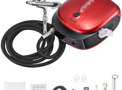 BRAND NEW EU US Stock Mini Airbrush Gun Set with Air Compressor Pressure Adjustment Dual Action Airbrush Kit for Painting,Cake,Craft,etc