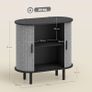 Fluted Sideboard with Tambour Sliding Doors, Modern Storage Cabinet, Kitchen Cupboard with Storage Shelves and Wooden Legs for Living Room, Dining Room, Grey Image 3