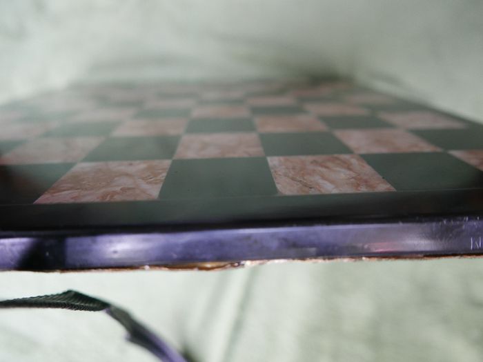 Vintage Marble Chess Board, 14 inch Marble Chess Board, 14 inch Pink and Black Checked Game board