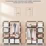 Fabric Wardrobe, 45 x 107 x 161 cm Portable Wardrobe, Foldable Closets with 6 Side Pockets, Black Closet for Bedroom,Living Room & Dorm Image 3