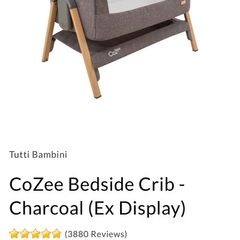 Tutti Bambini CoZee Bedside Crib - Charcoal, Excellent Condition