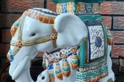 Vintage Hand Painted Ceramic Elephant Stand