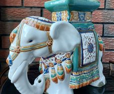 Vintage Hand Painted Ceramic Elephant Stand