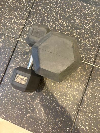 Dumbbells Rubber Hex 20kg Pair