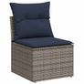 7 Piece Garden Sofa Set with Cushions Grey Poly Rattan Acacia Image 3
