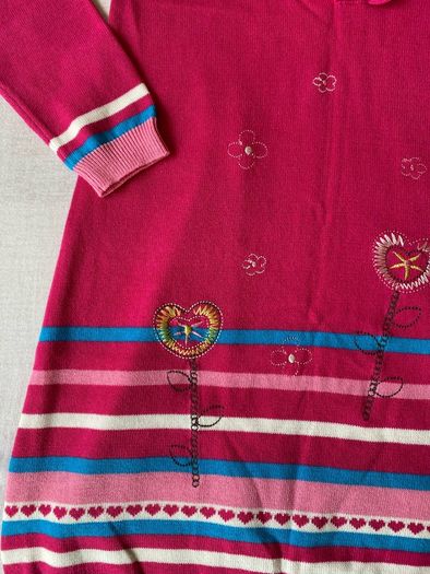 Brand new with tag Girl's Pink Knit Floral Dress | Size 6 years