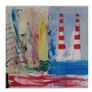 Original Abstract Painting Dublin Cityscape Poolbeg Chimneys And Convention Centre Dublin  Painting Image 2