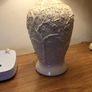 Large vintage cream table lamp floral relief Image 2