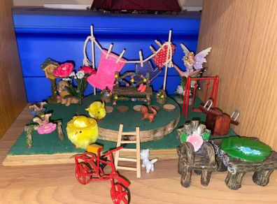 Fairy garden stuff (bike, swing, clothes line)
