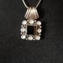 Vintage Black Onyx and Moonstone Sterling Silver Pendant Set Image 2