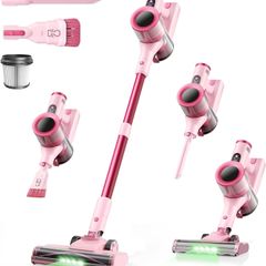 Dzaki Cordless Vacuum Cleaner 50,000 Pa, 55 min Runtime, Self Standing, Touch Display, Anti Tangle Brush, LED Light, Brushless Motor for Pet Hair, Allergy Sufferers, Carpets, Hard Floors