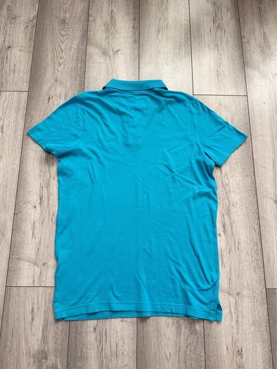 Hollister Mens Turquoise Blue Diamond Logo Polo Shirt (Size L)