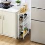 4-Tier Slim Storage Cart, Kitchen Storage Wagon, Rolling Kitchen Shelving Unit on Wheels Mobile Slit Cart with Wooden Tabletop for Bathroom, Laundry Narrow Places Image 3