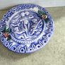 Vintage French Majolica Putti pottery plate, Barbotine, cherubs, musical, musicians, angles, pre loved, hanging, glass glazed, floral, round. --large plate  40.00 euro 27CM. diamter. -- small one 20.00 euro each . 14.5 CM. diamter    all set of 4 for  90. Image 8