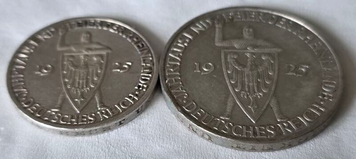 Weimar Republic 3 & 5 Reichsmark 1925