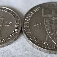 Weimar Republic 3 & 5 Reichsmark 1925