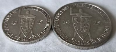Weimar Republic 3 & 5 Reichsmark 1925