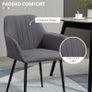 Mid-Century Dining Chairs Upholstered Linen Fabric Accent Chairs with Metal Legs, Set of 2, Dark Grey Image 6