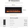 36-Inch Media Wall Electric Fireplace with 1.8kW Heater, 9 Flame Colours, Logs & Crystals, Remote Control, Wall-Mounted, Recessed or Freestanding Image 2