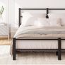 16cm Low Profile King Bed Frame with Headboard, 5ft Metal Sturdy Steel Slat Support, Noise-Free 150x200cm Platform Mattress Base, No Box Spring Needed, Black Image 4