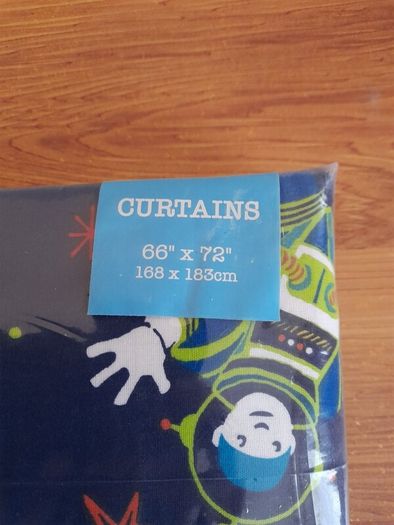 Bedlam Supersonic Rockets Blue Glow in the Dark Curtains 66" x 72" New