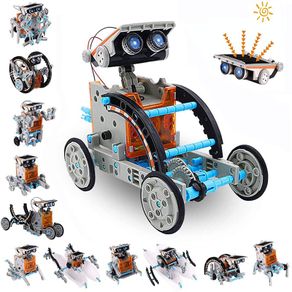 Solar Robot Toy 12-in-1 Educational Science Experiment kit DIY Building Toy Construction Engineering Set for Kids Age 8-12 Boys & Girls Birthday Christmas Gift,Solar Powered Toy-Grey