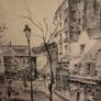 Vintage large French Etching of Paris Street framed Image 7