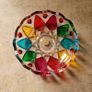 Vintage murano trio rainbow glass bowl & leaf trinket dishes Image 2