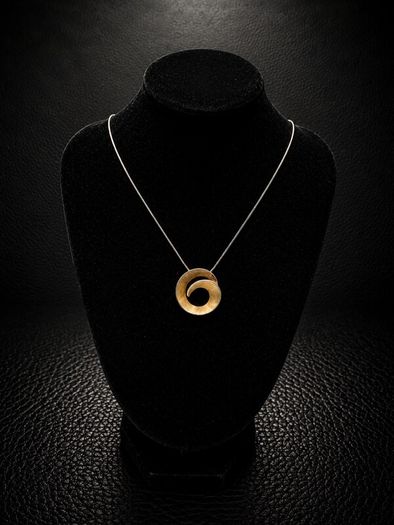 925 Vintage Sterling Silver Signed UK Modernist Spiral Pendant On Italian Chain