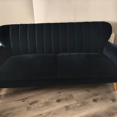 Navy Velvet 3 & 2 Seater Sofas