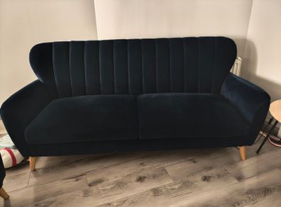 Navy Velvet 3 & 2 Seater Sofas