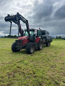 Hauling bales and stacking
