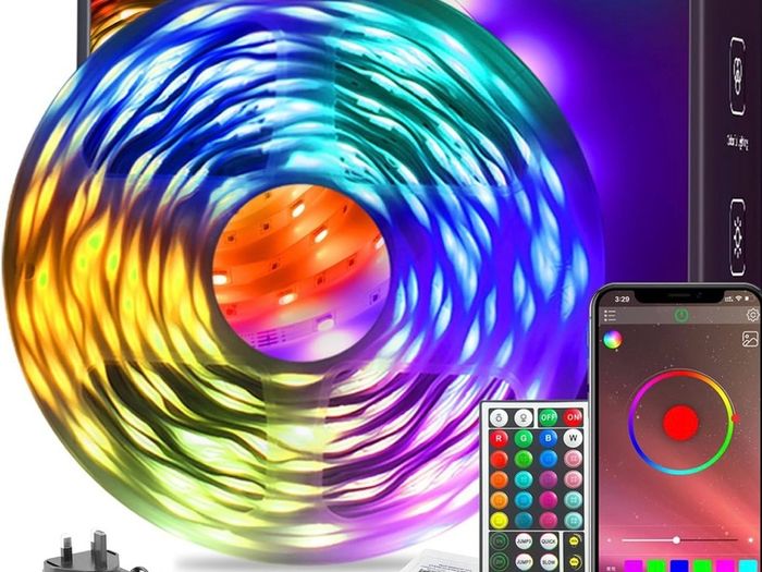 30m Led Strip Lights RGB Music Sync Color Changing, Bluetooth Led Lights with Smart App Control Remote, Led Lights for Bedroom Room Lighting Flexible Home Decoration