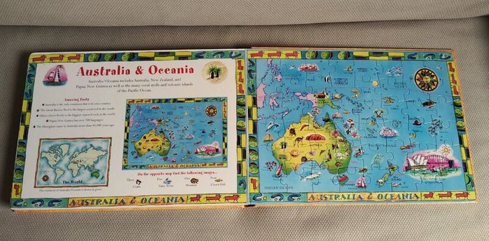 Seven continents of the world educational jigsaw book