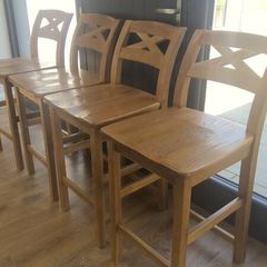 4 Solid Wood Kitchen High Stools