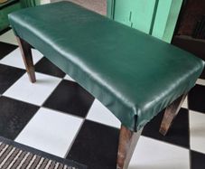 Library footstool Vintage faux racing green fauzx lea5her long footstool