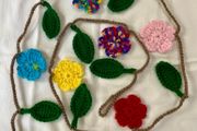 Hand Crochet Flower and Leaf Garland