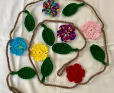 Hand Crochet Flower and Leaf Garland
