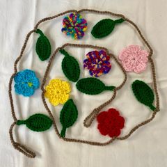 Hand Crochet Flower and Leaf Garland
