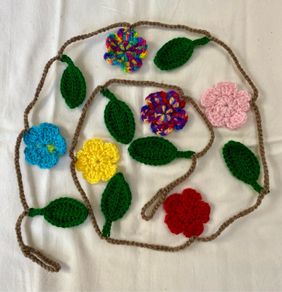 Hand Crochet Flower and Leaf Garland