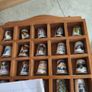 Lovely Thimble Display Case With 25 Thimbles House Wooden Unique 17 of them Irish . Image 2