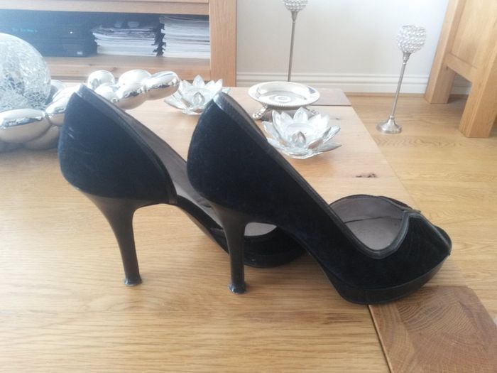 Office black suede peep toe high heels shoes
