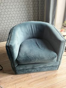 Teal Velvet Swivel Armchair