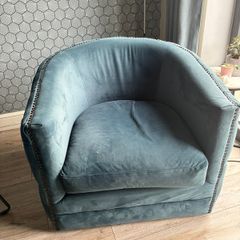 Teal Velvet Swivel Armchair