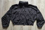Black, cropped zip-up windbreaker jacket ZARA size 10
