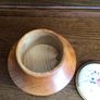 Vintage Wooden Circular Trinket / Jewlery Box w/floral embroidery top Image 8