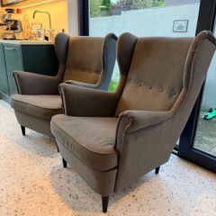 Pair of Ikea Strandmon Wingback Armchairs