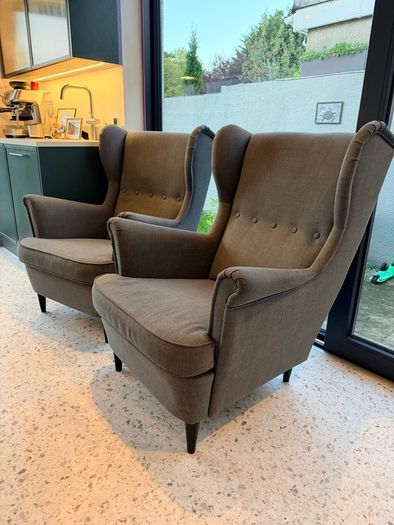 Pair of Ikea Strandmon Wingback Armchairs