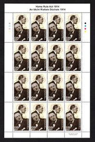 2014 Ireland Home Rule Act of 1914 Commemorative Stamp Sheetlet Plate 1B1B1B1B Mint Never Hinged (MNH)
