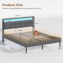 King Size Bed Frame with LED Lights & Charging Station Upholstered Storage Headboard/Under Bed Storage Image 2